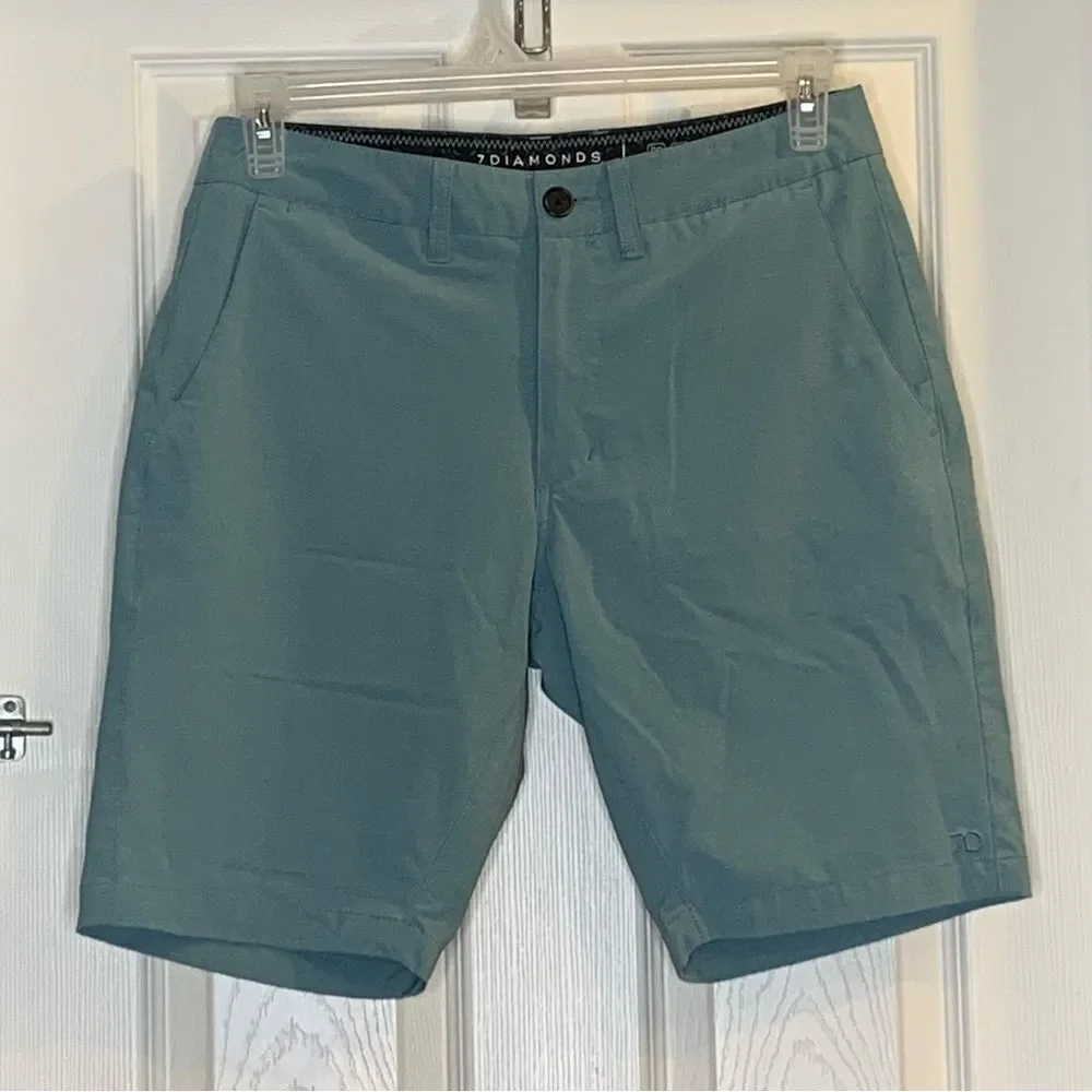 7 Diamonds Momentum Performance Golf Shorts Size 29 Light Teal